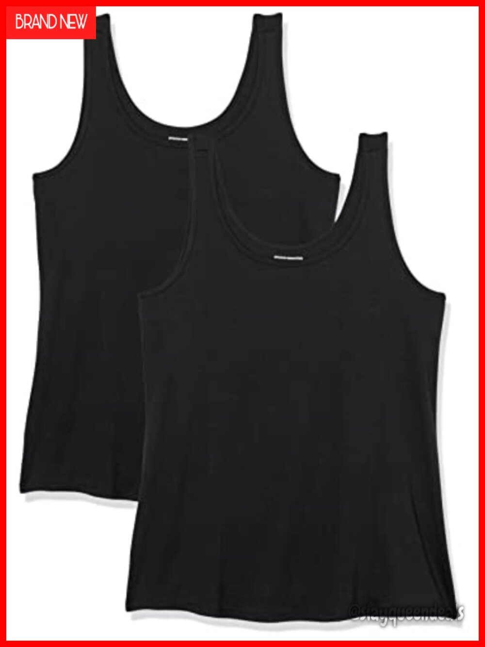 Womens Plus Size Slim Fit Scoop Neck Tank Top 2 Pack Cotton Modal Rib
